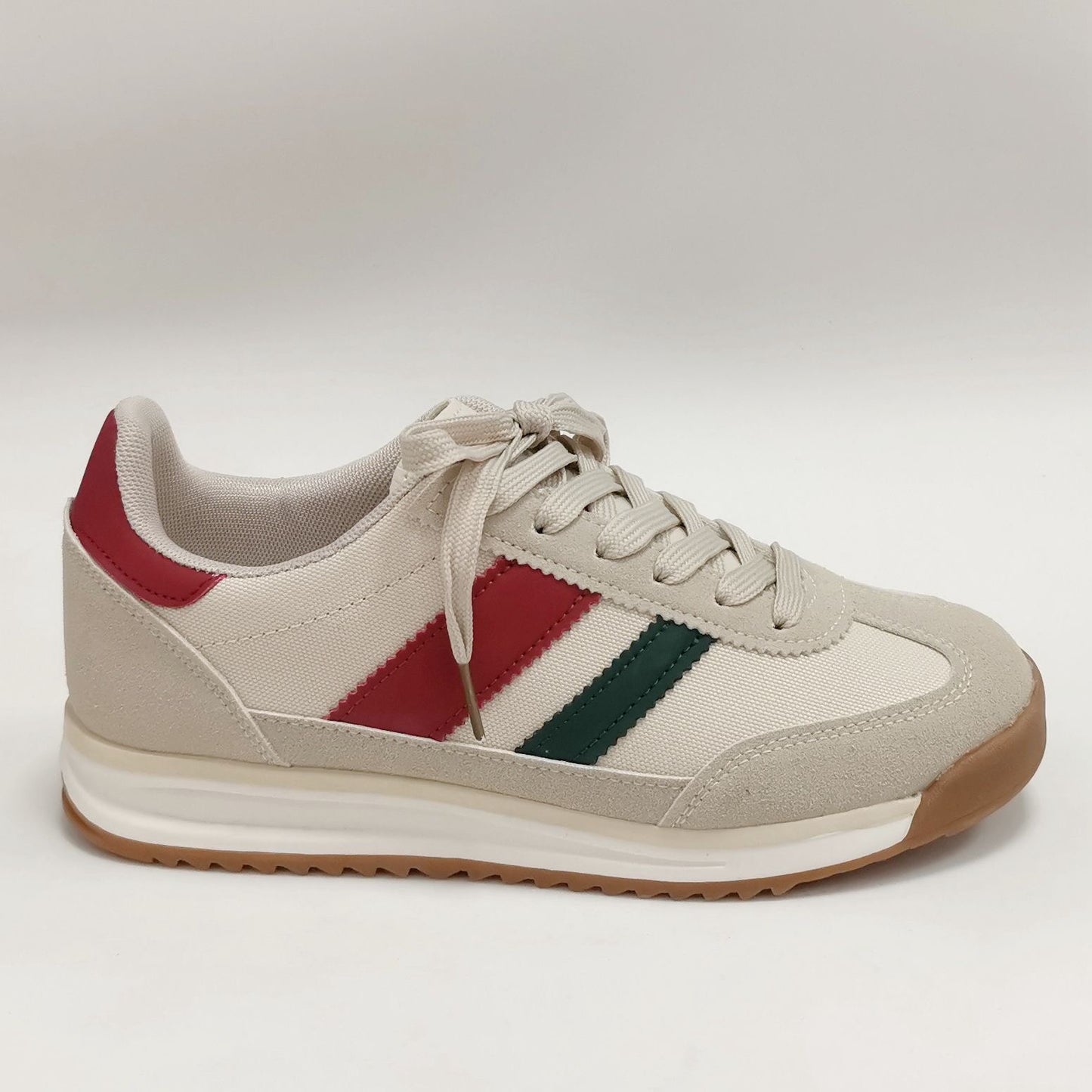 Retro Sneaker “Milano” – Beige mit Rot & Grün | Gr. 36–41