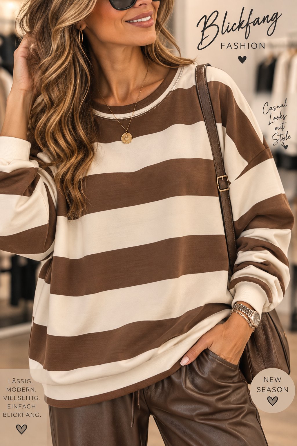 Oversize Streifen-Sweater „Chocolate Love“ – Schoko & Creme | Trendiger Casual-Look 🤎