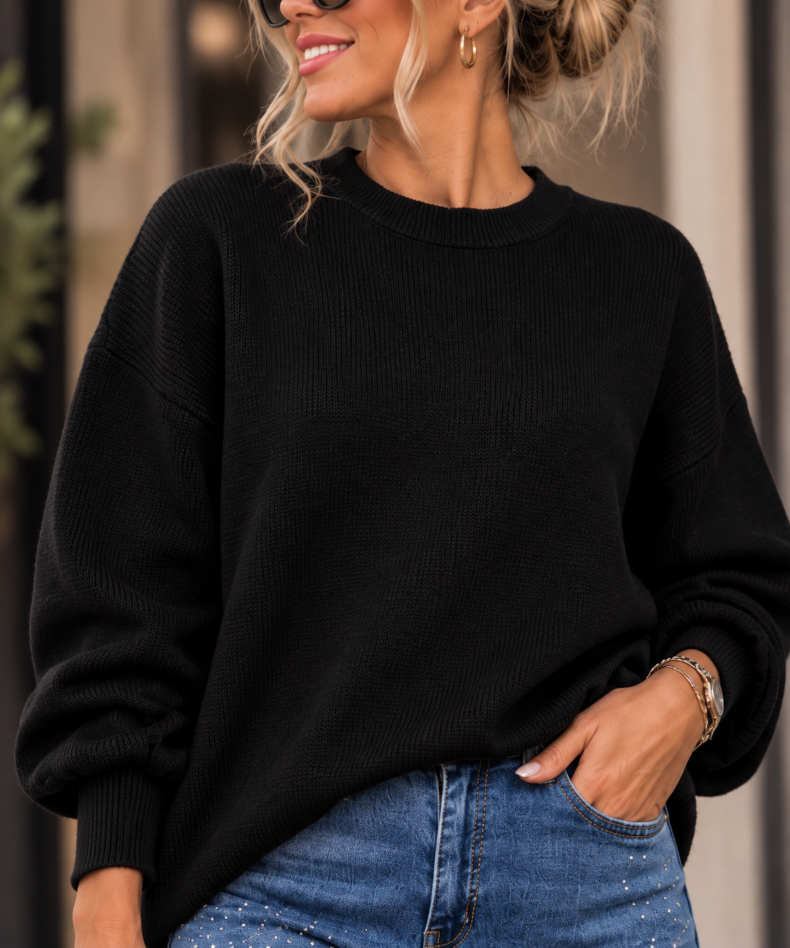 NEW YORK Oversize Pullover – Statement auf der Rückseite | 36–46