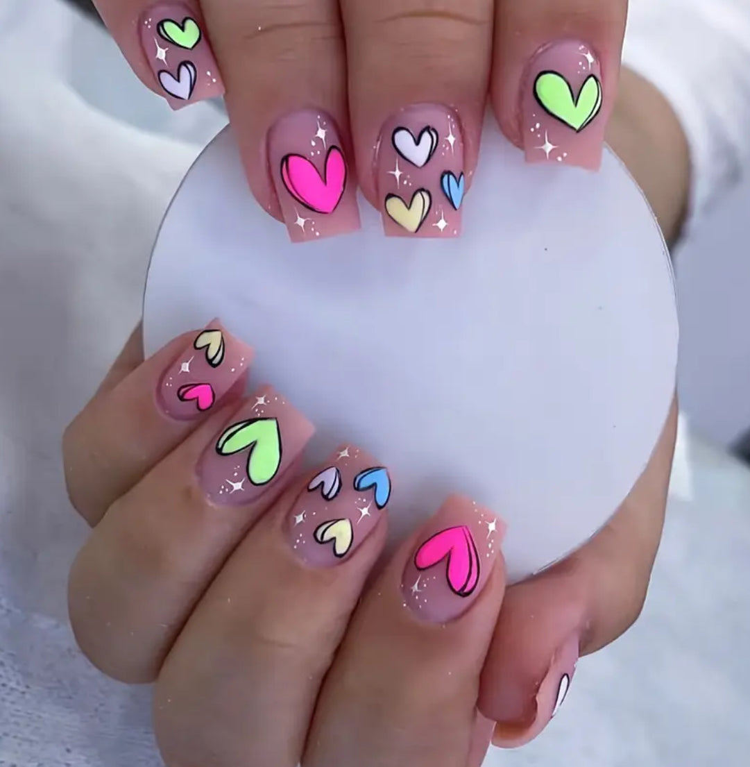 Press on NAILS Neon Heart