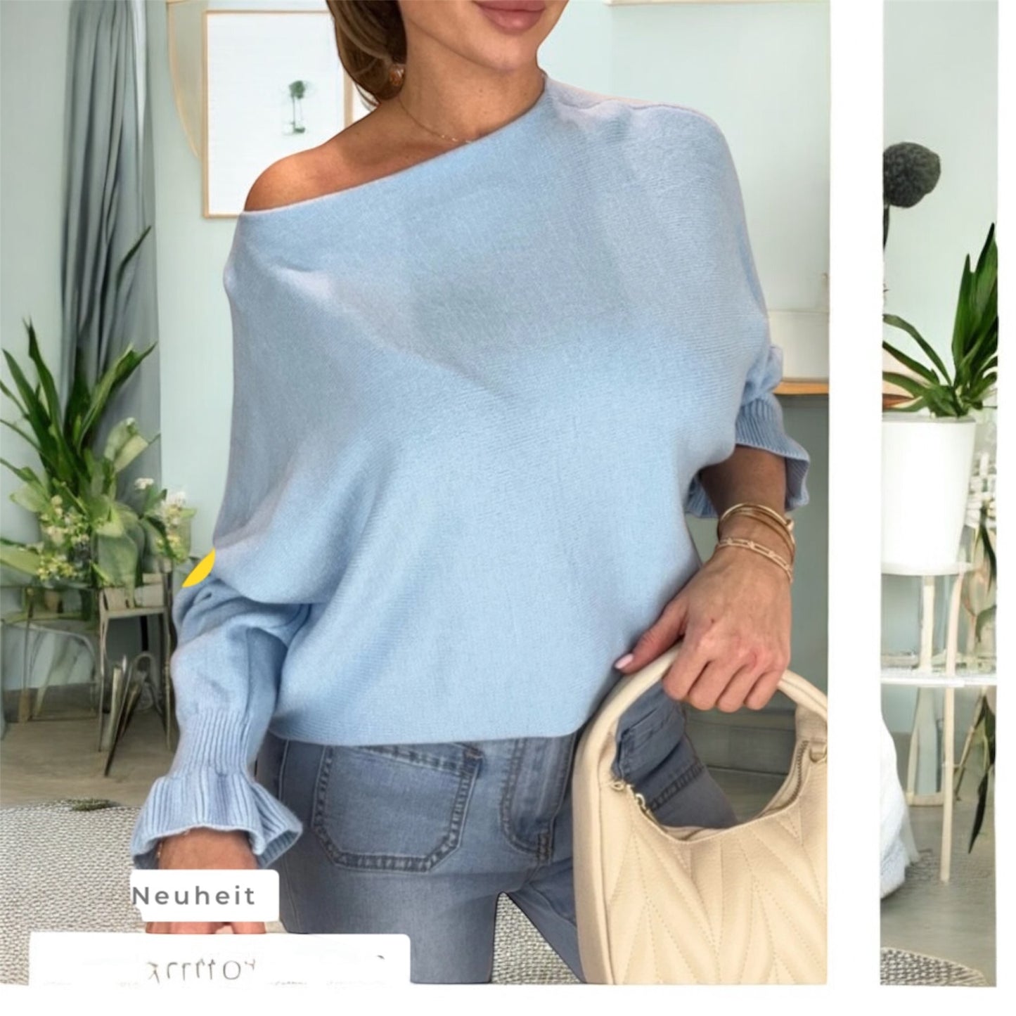 Frühlings Pullover mit Rüschen Ärmeln in vielen Farben