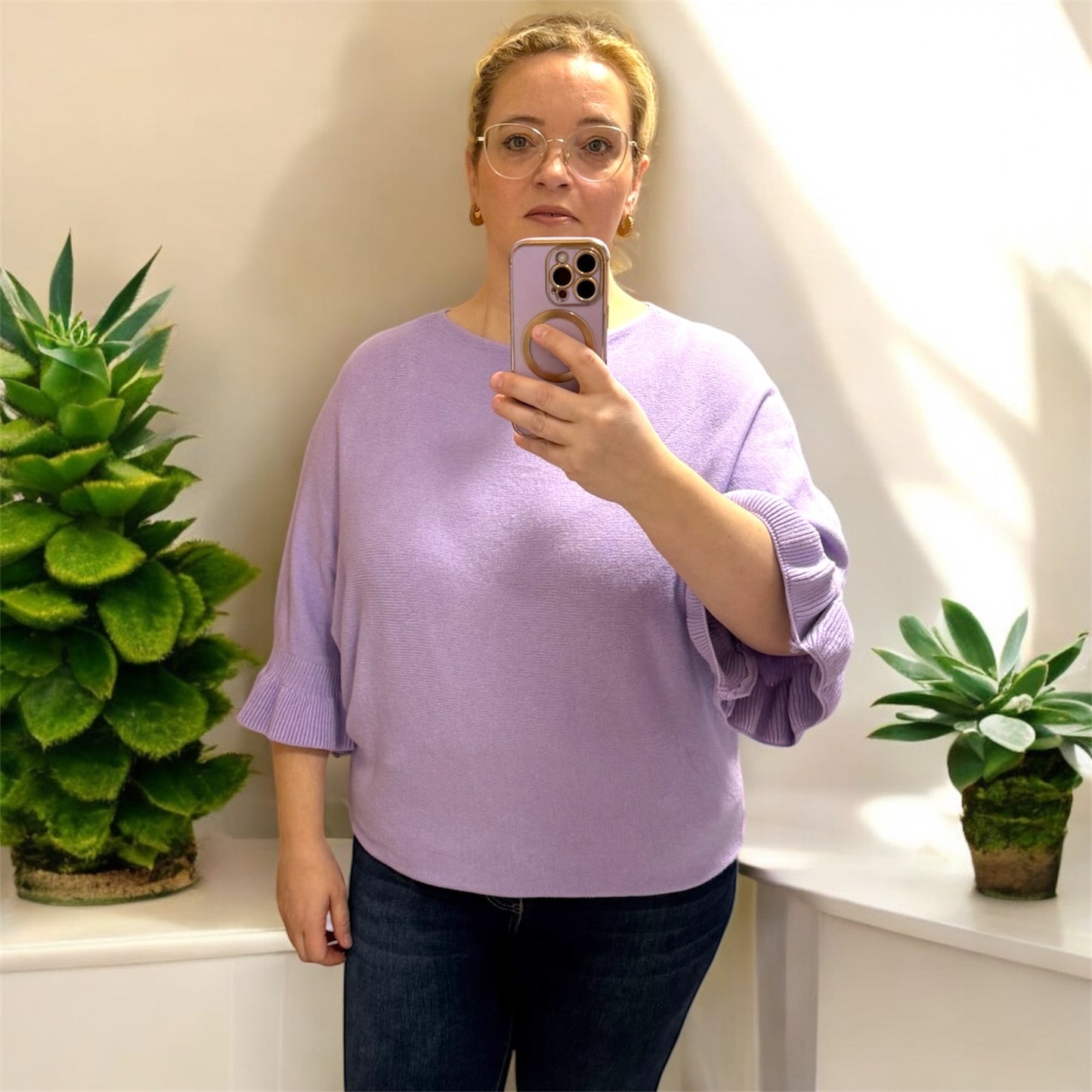 Frühlings Pullover mit Rüschen Ärmeln in vielen Farben