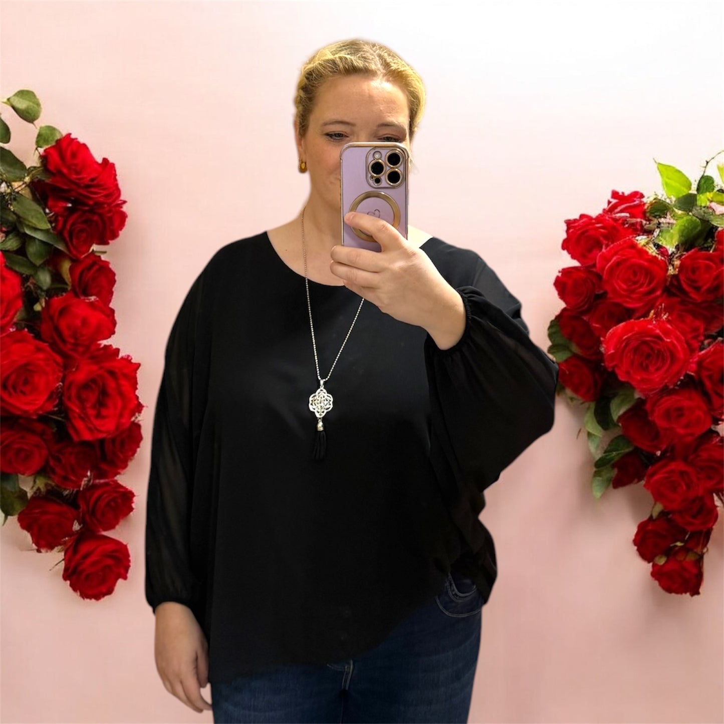 Fladder Bluse / Chiffonbluse