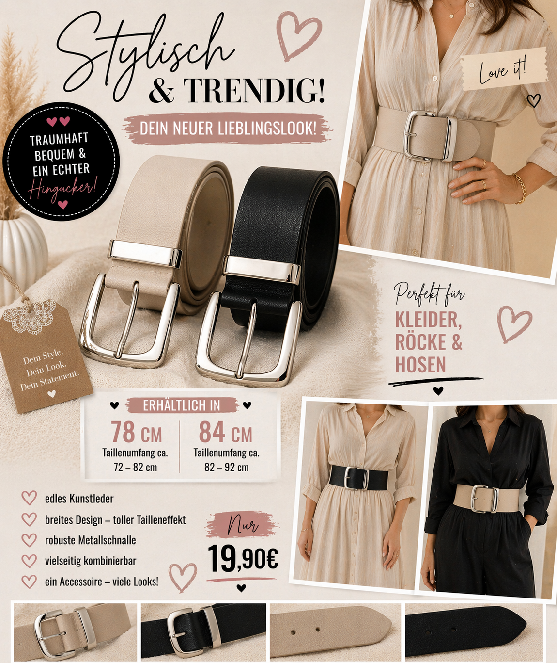Eleganter Stretch-Gürtel mit Statement-Schnalle