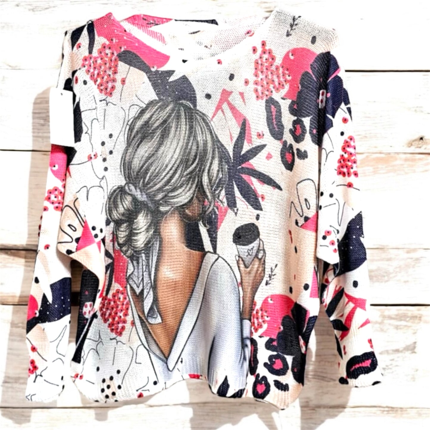 Oversize-Pullover mit angesagtem Pop-Art-Print
