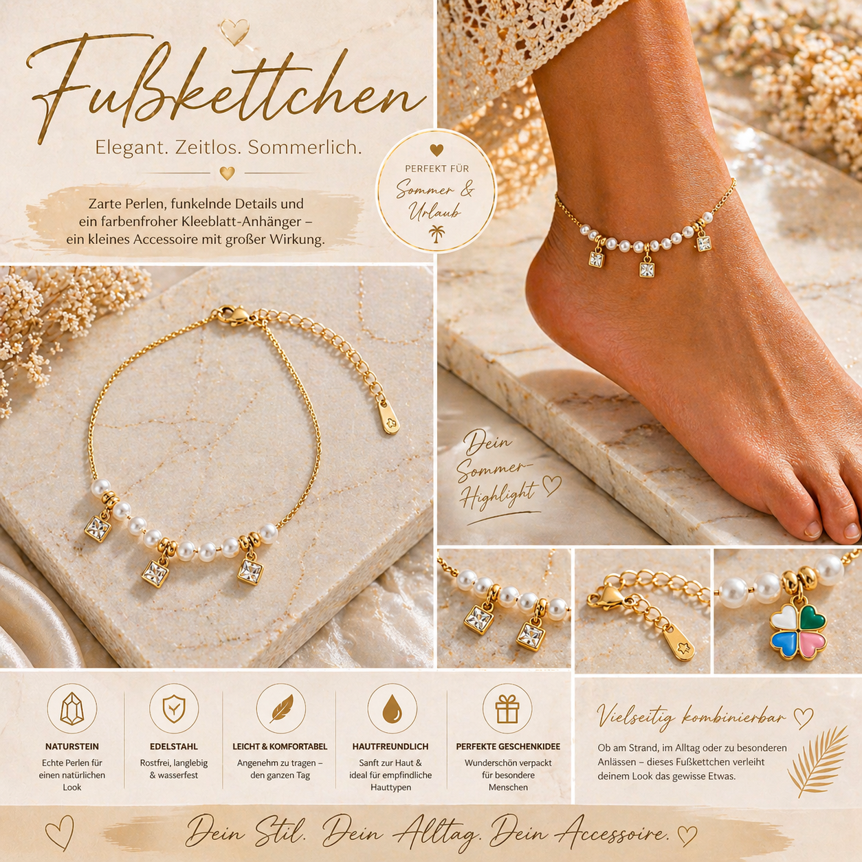 Fußkettchen „ Elegant Glow“