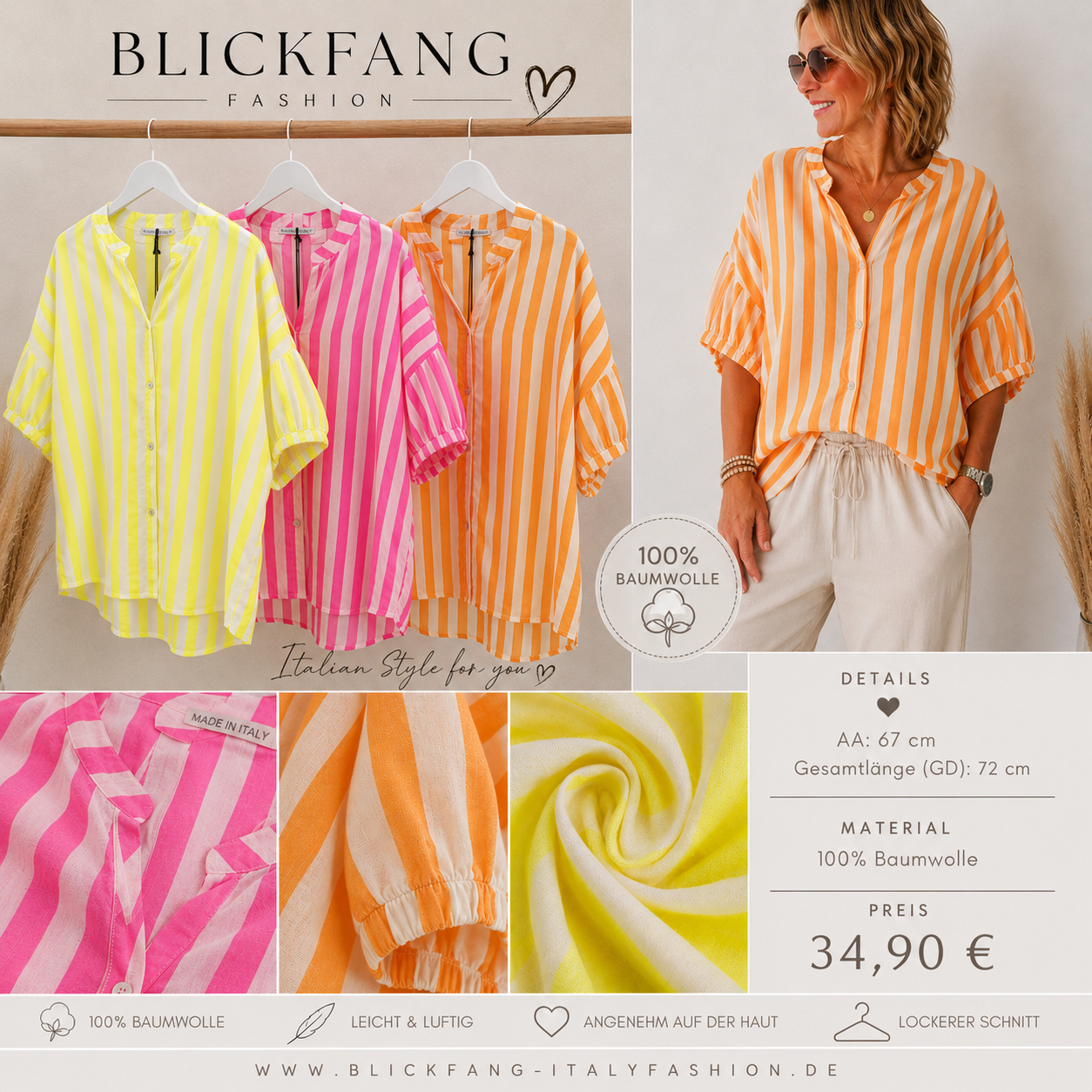Sommerliche Streifen - Bluse 👚 „ Mila“