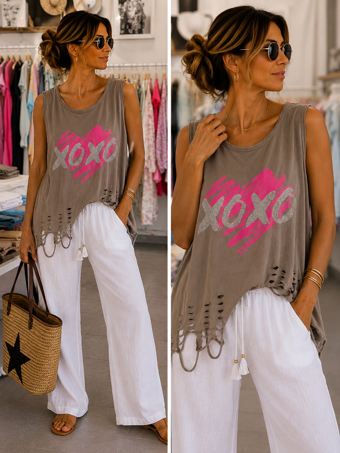 Trendiges XOXO Glitzer Top