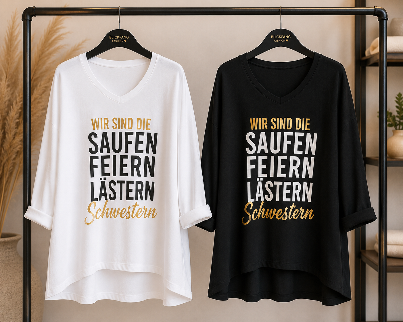✨ Statement-Shirt „Wir sind die Saufen, Feiern, Lästern Schwestern“ – Der Hingucker für eure Mädelsrunde