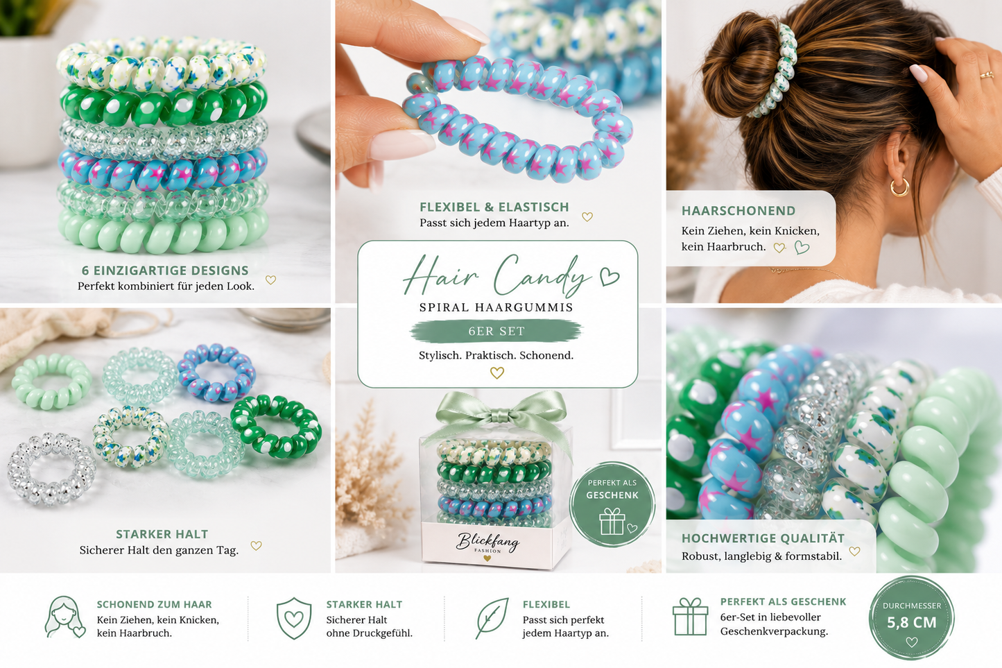 Hair - Ocean Breeze Collection – Premium Spiral-Haargummis im exklusiven 6er-Geschenkset