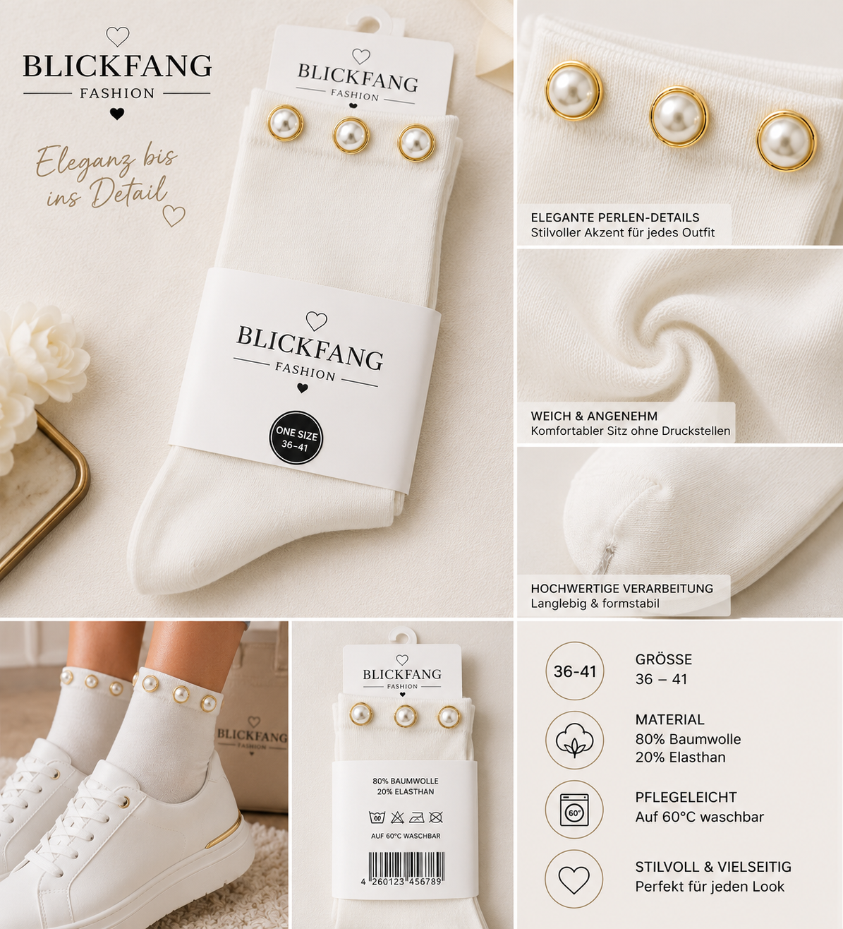 Perlen-Socken „Pearl Elegance“ – Zeitlose Eleganz für stilvolle Looks