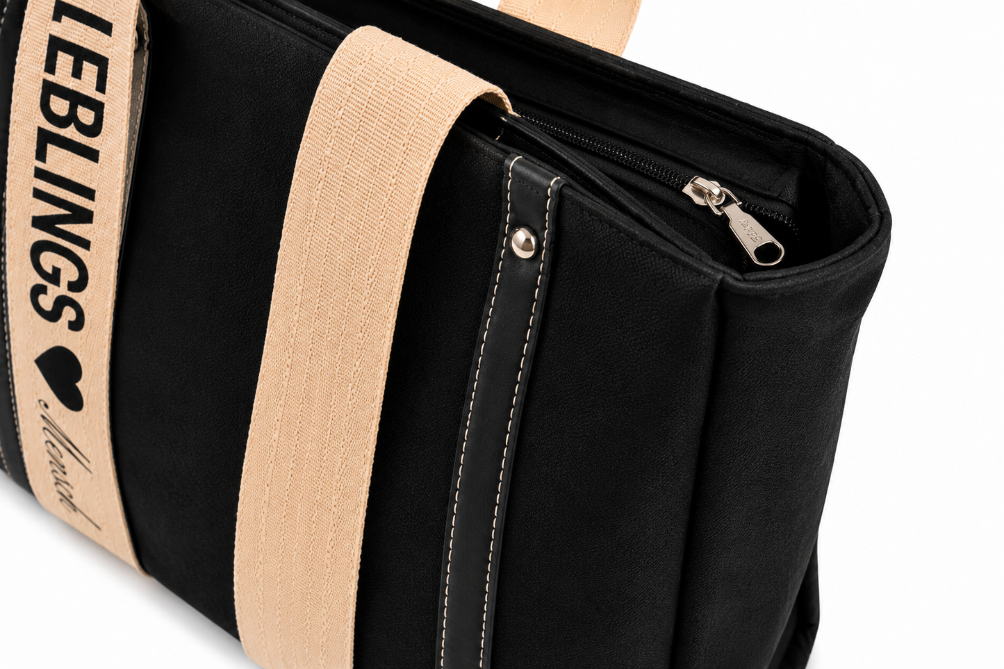 Statement Shopper “Lieblingsmensch” – Stilvolle Damen-Handtasche in Schwarz | Trendtasche für Alltag & Shopping | 39,90