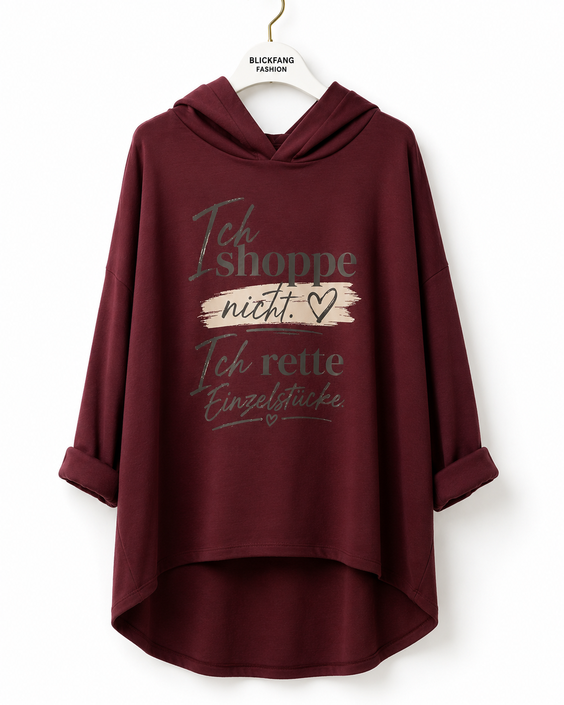 „Ich shoppe nicht – ich rette Einzelstücke“ Oversize Hoodie | Gr. 42–52