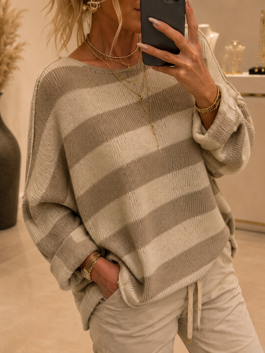 STRIPES OF LOVE – lässiger Oversize Strick-Look 🤎