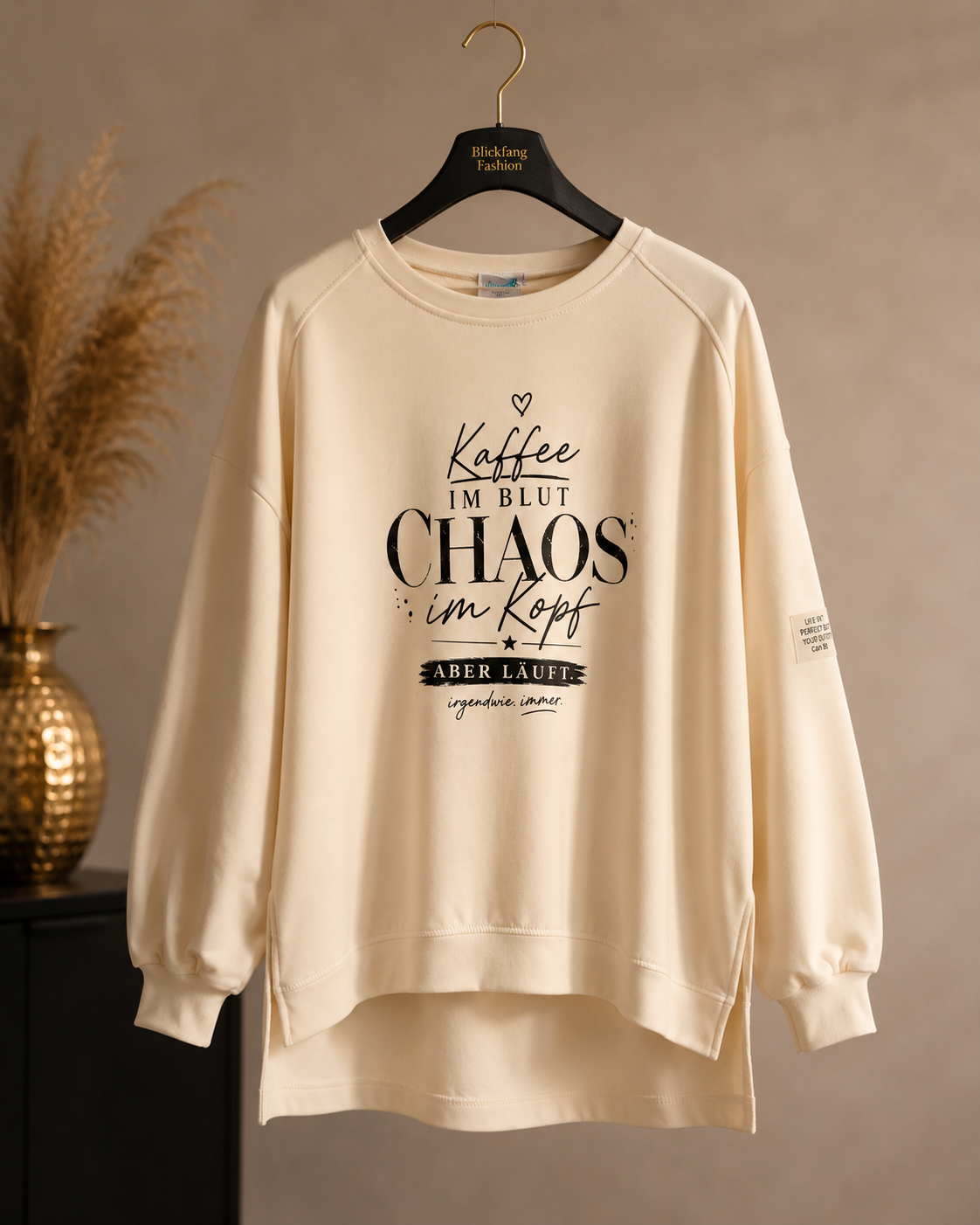 ☕ Butterweiches Oversize-Shirt „Kaffee im Blut – Chaos im Kopf“ | Größe 40–48