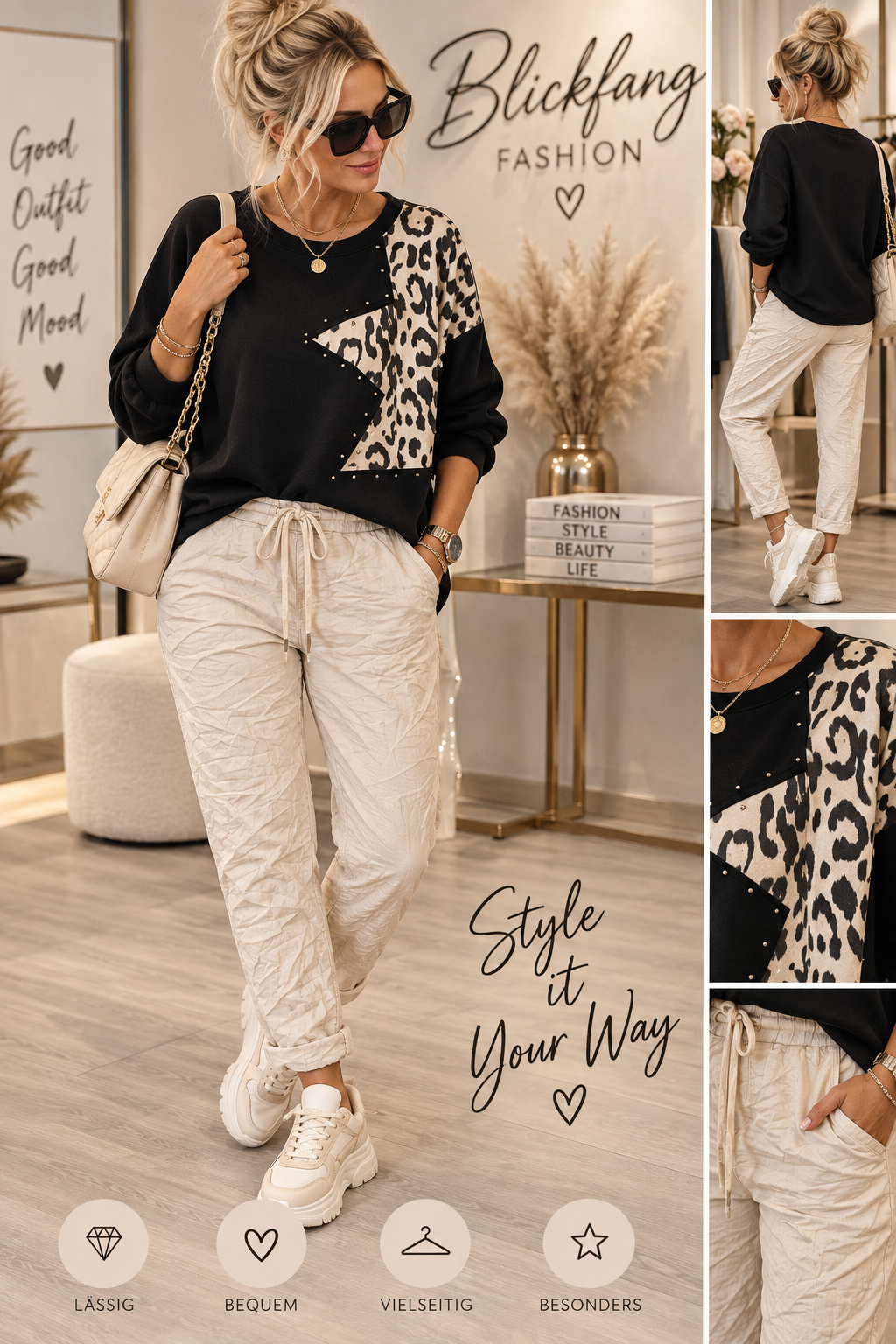 Leo Star Statement Shirt â Oversize mit Nieten-Details