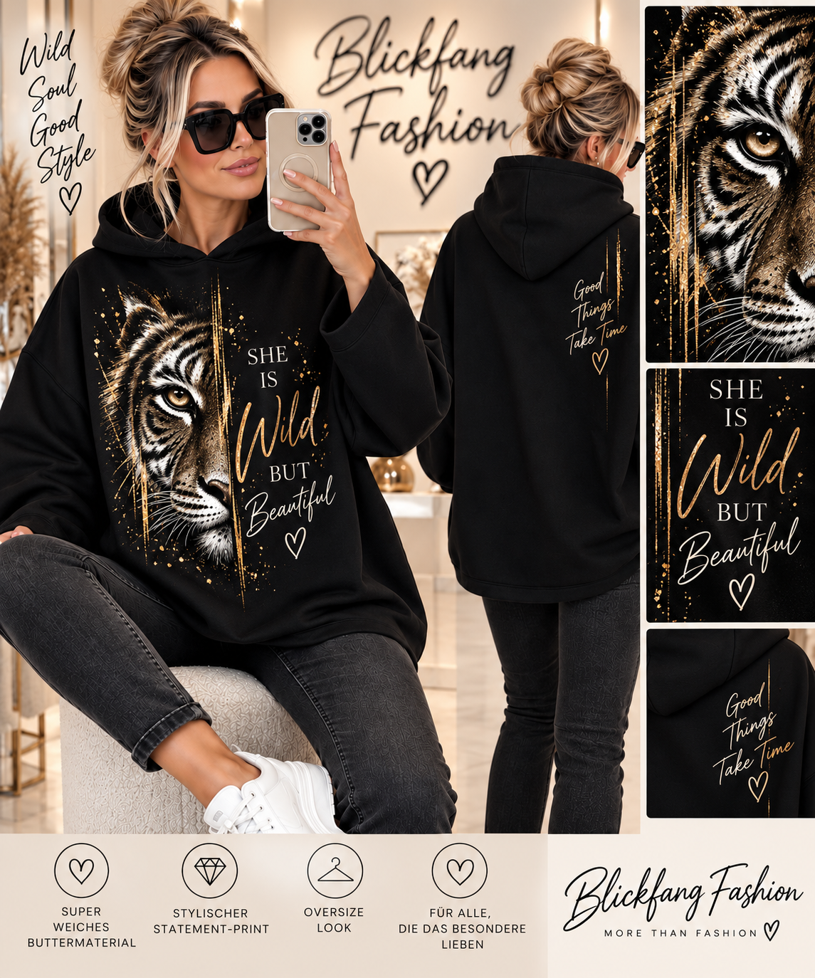 WILD BEAUTY – Exklusiver Tiger Statement Hoodie