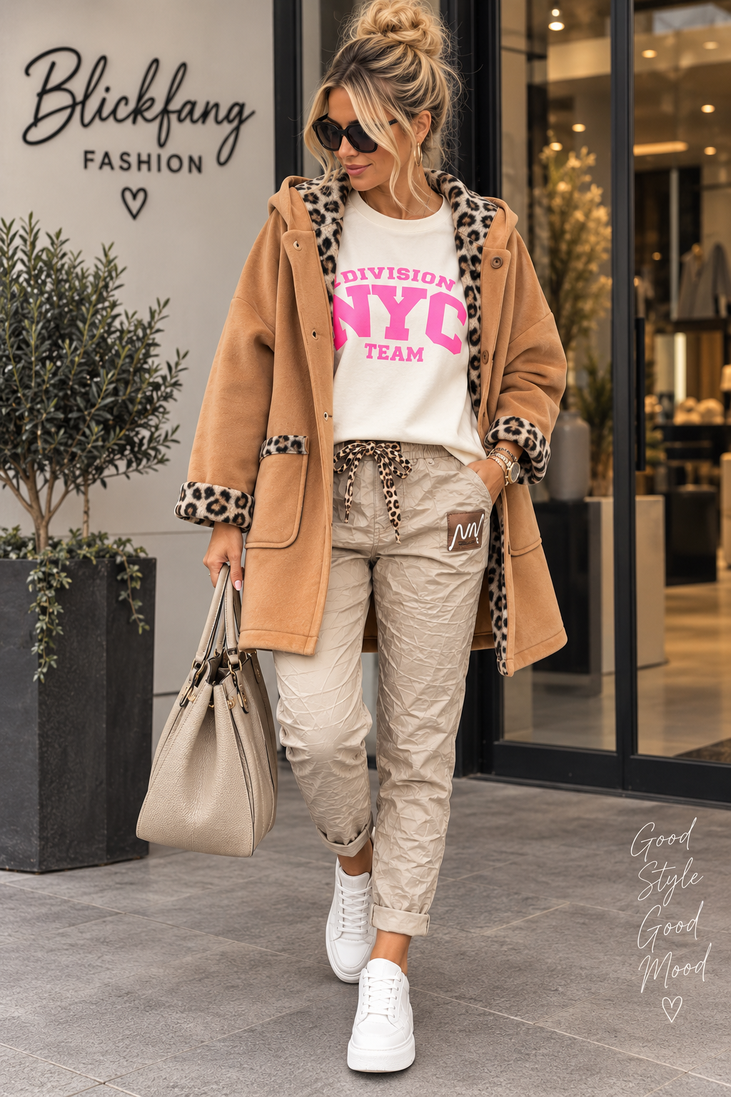 Leo Love Oversize Jacke – Pink & Camel