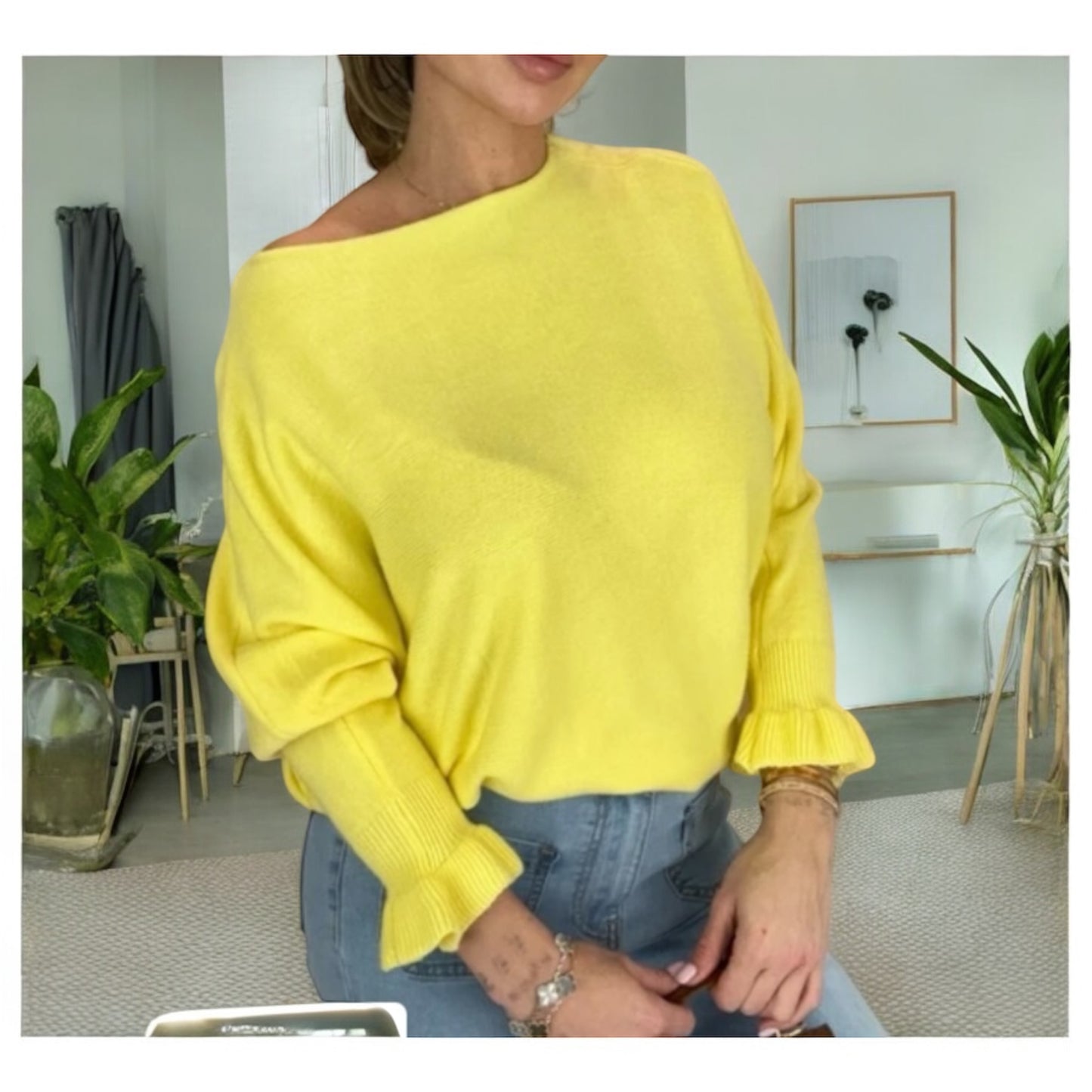 Frühlings Pullover mit Rüschen Ärmeln in vielen Farben