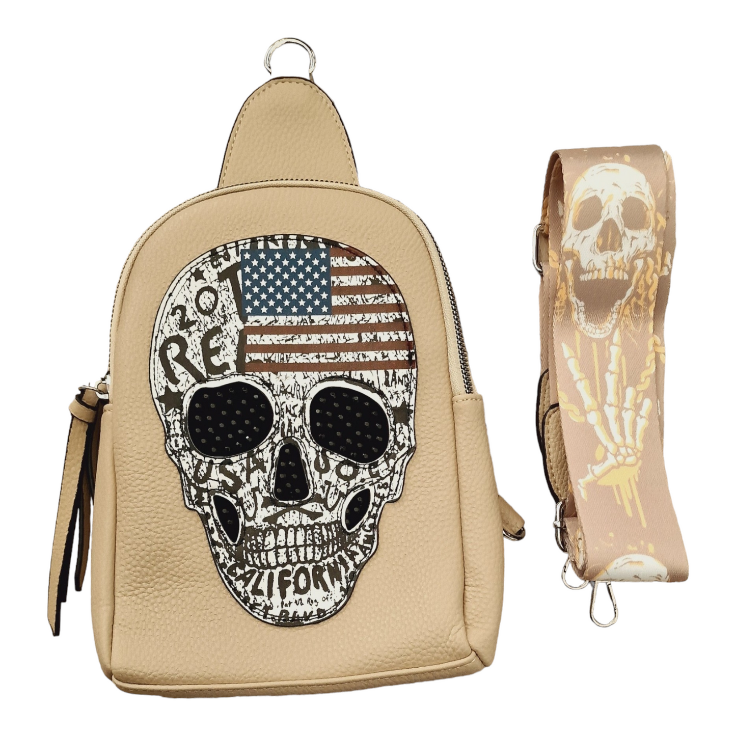 Skull Totenkopf - Schultertasche Crossover Sling Crossover Gotik Slingbag in 4 Farben