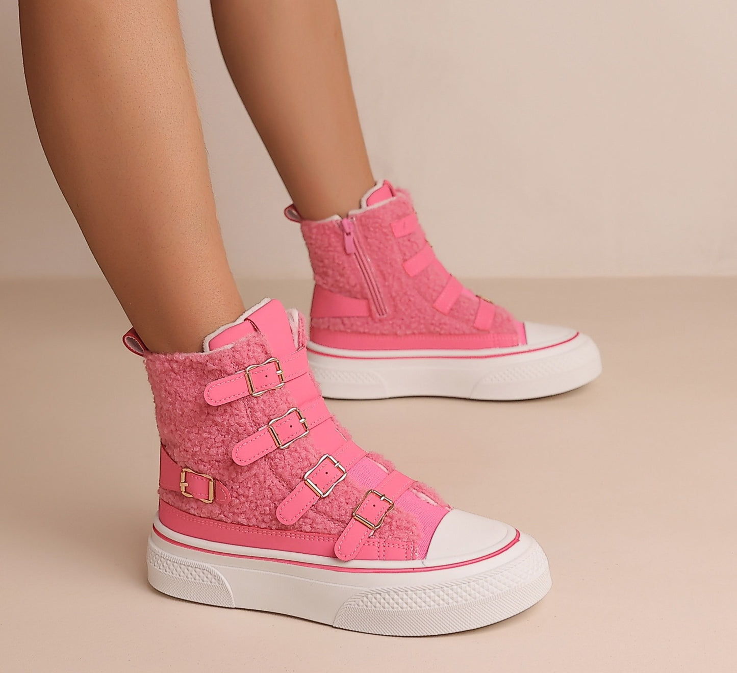 High Sneaker Teddy Boots Pink