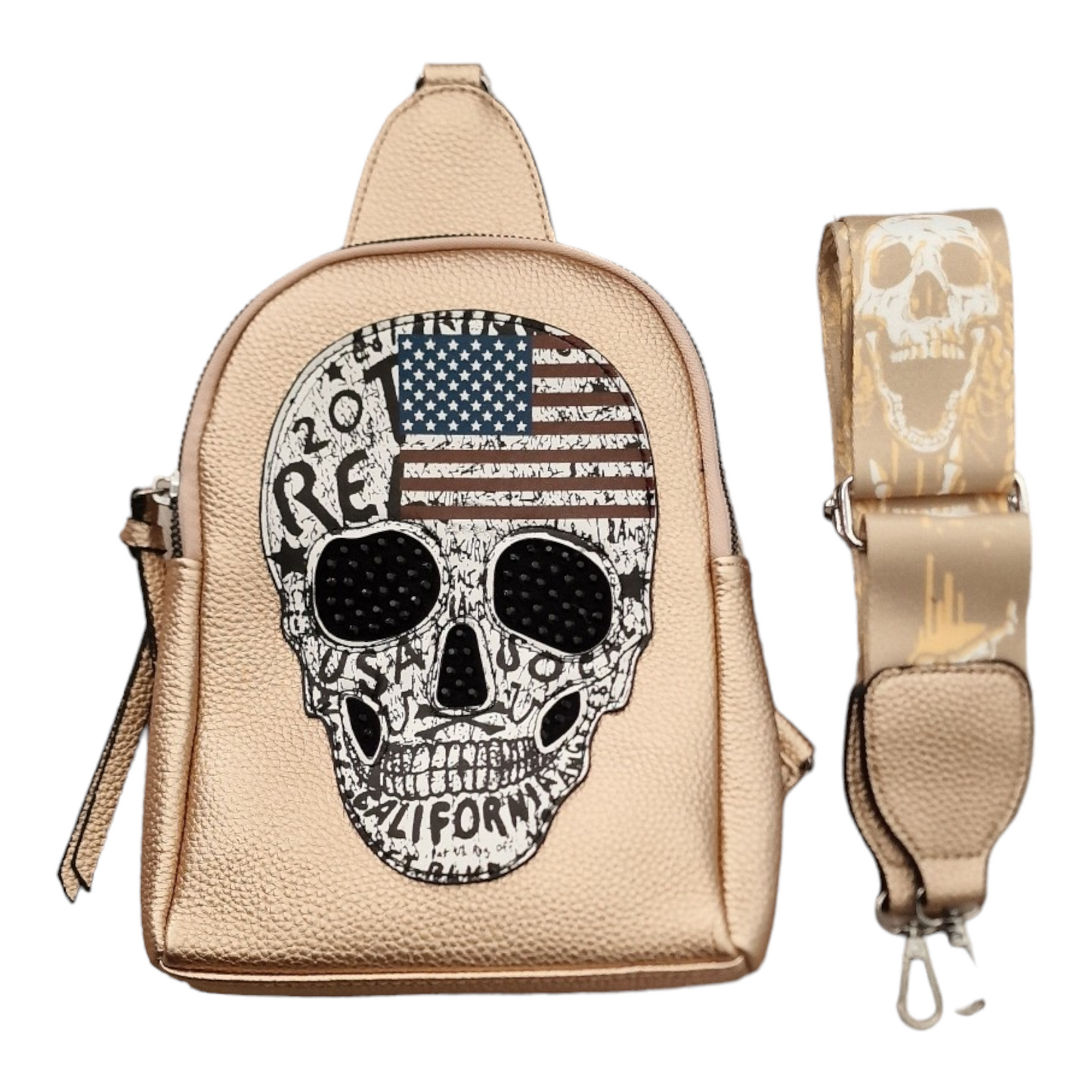 Skull Totenkopf - Schultertasche Crossover Sling Crossover Gotik Slingbag in 4 Farben