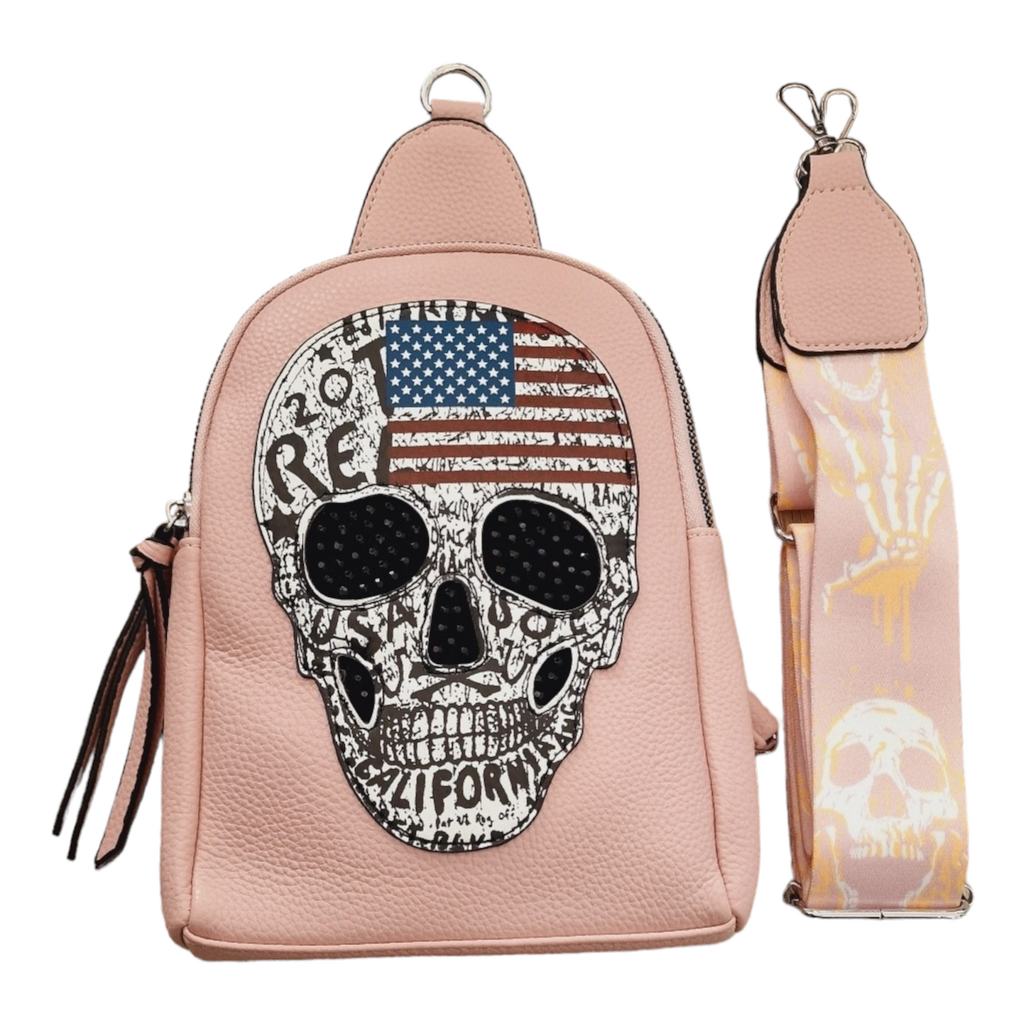 Skull Totenkopf - Schultertasche Crossover Sling Crossover Gotik Slingbag in 4 Farben