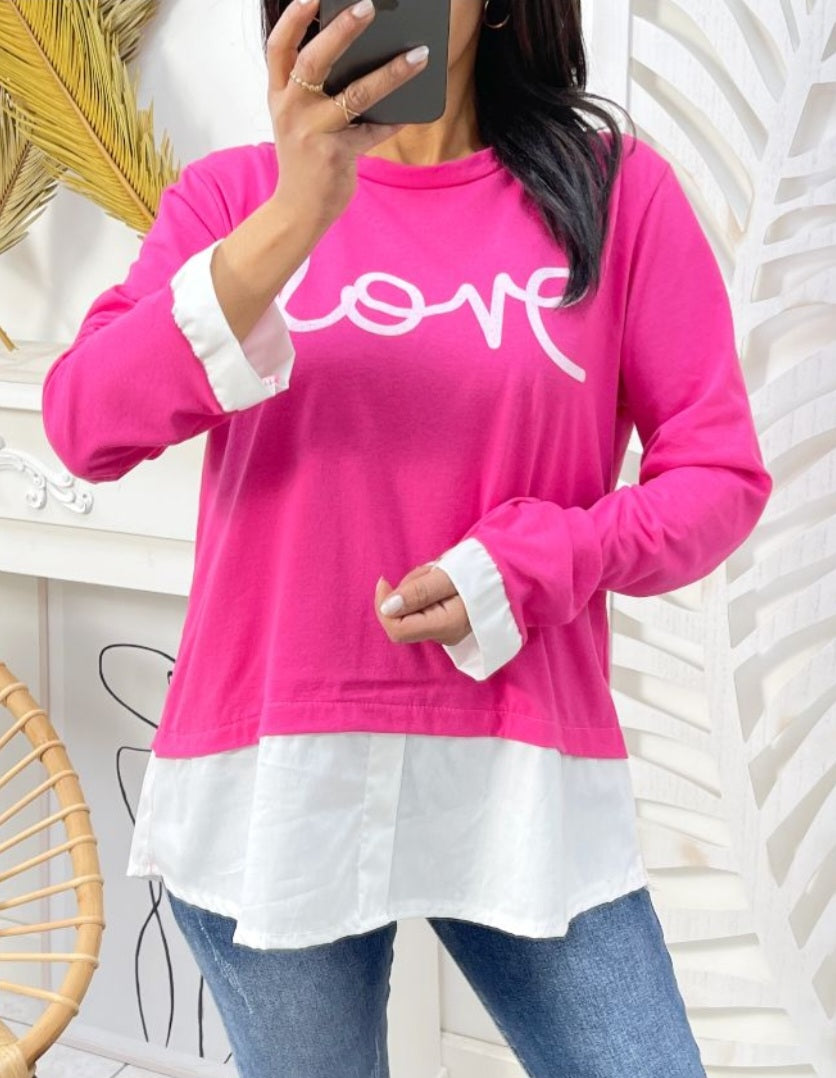 LOVE SHIRT PULLOVER PE01 FUCHSIA