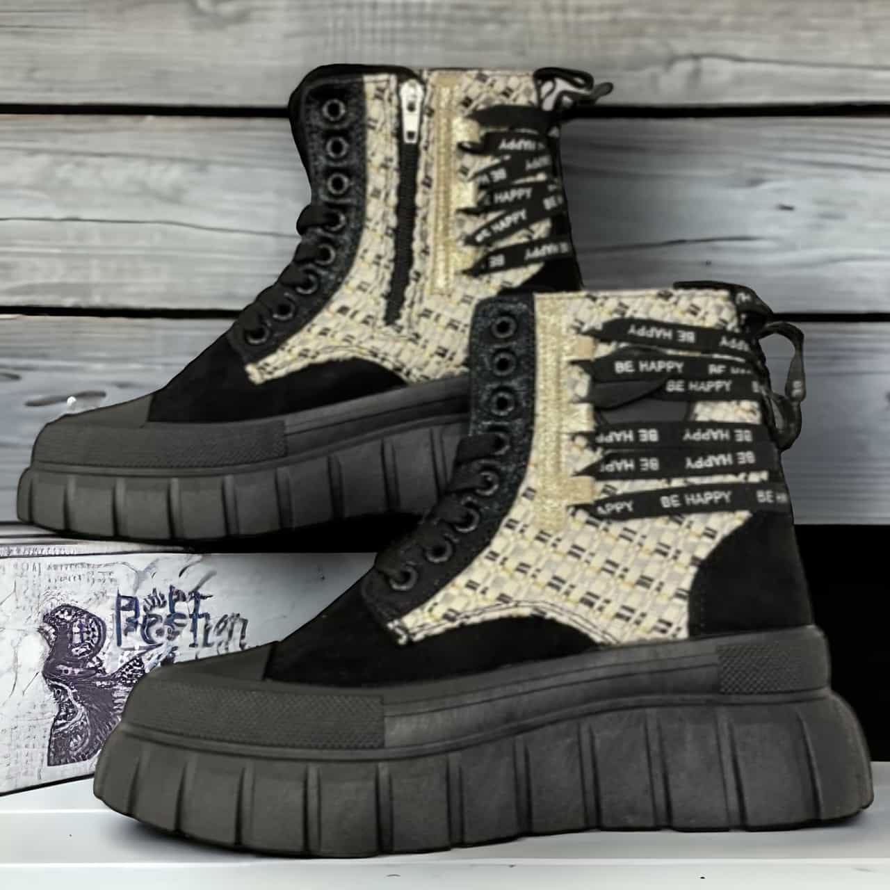 High Sneaker Happy Schwarz