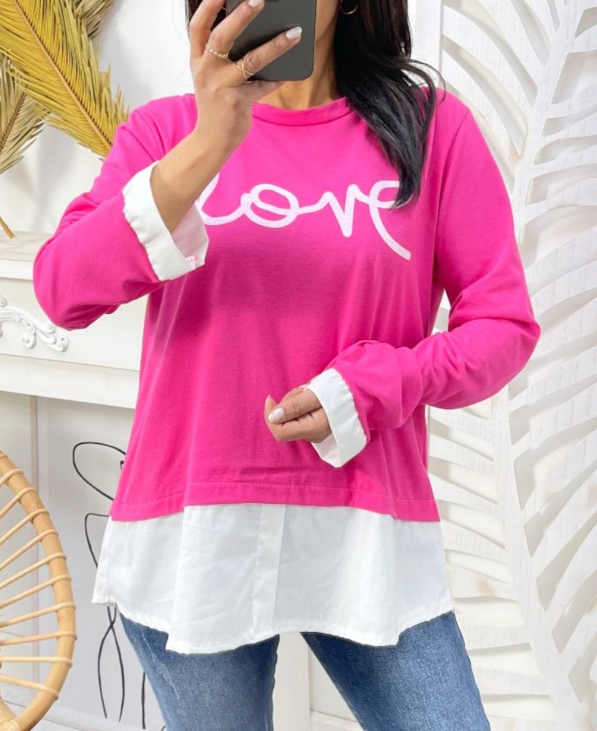 LOVE SHIRT PULLOVER PE01 FUCHSIA
