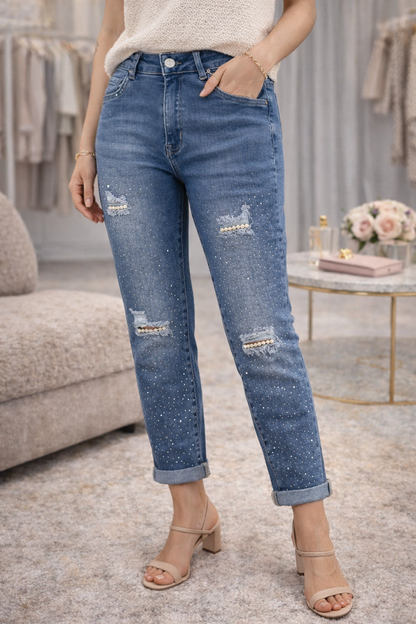 ✨ Boutique-Jeans mit Glanzdetails – feminin & bequem ✨
