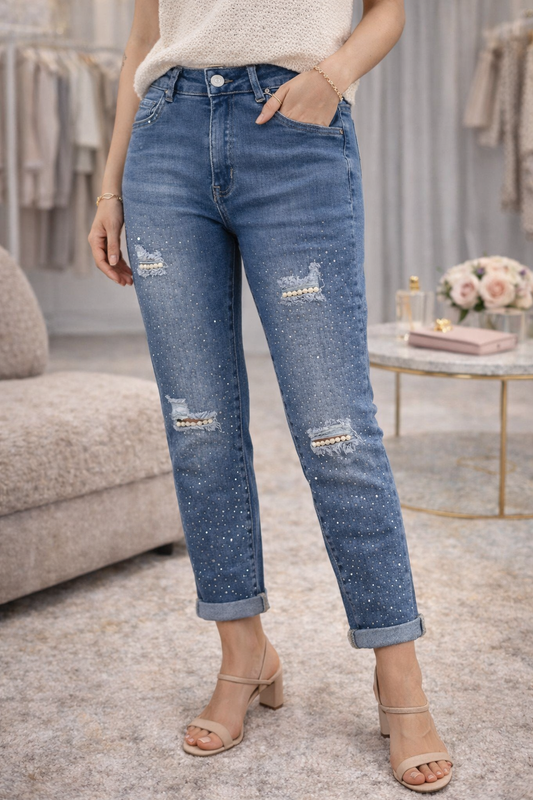 ✨ Boutique-Jeans mit Glanzdetails – feminin & bequem ✨