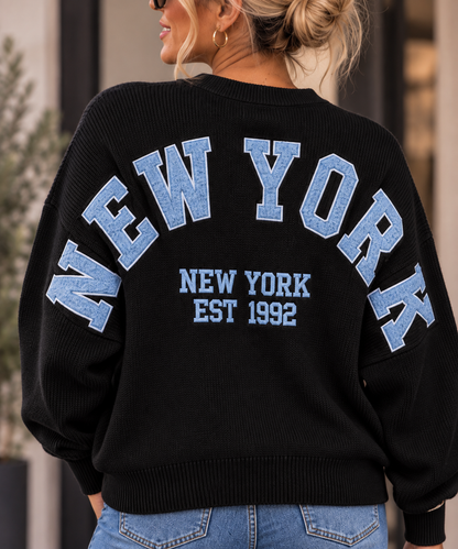 NEW YORK Oversize Pullover – Statement auf der Rückseite | 36–46