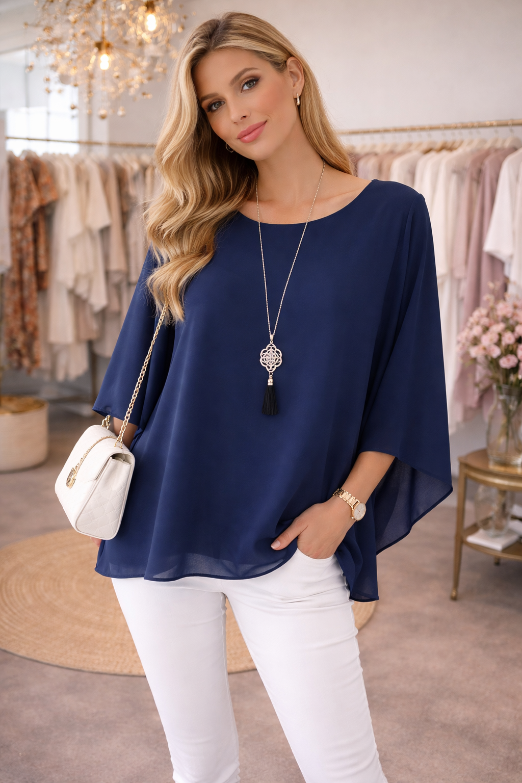 Frühlingsbluse mit toller Kette