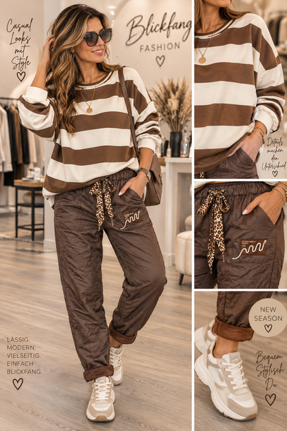 Oversize Streifen-Sweater „Chocolate Love“ – Schoko & Creme | Trendiger Casual-Look 🤎