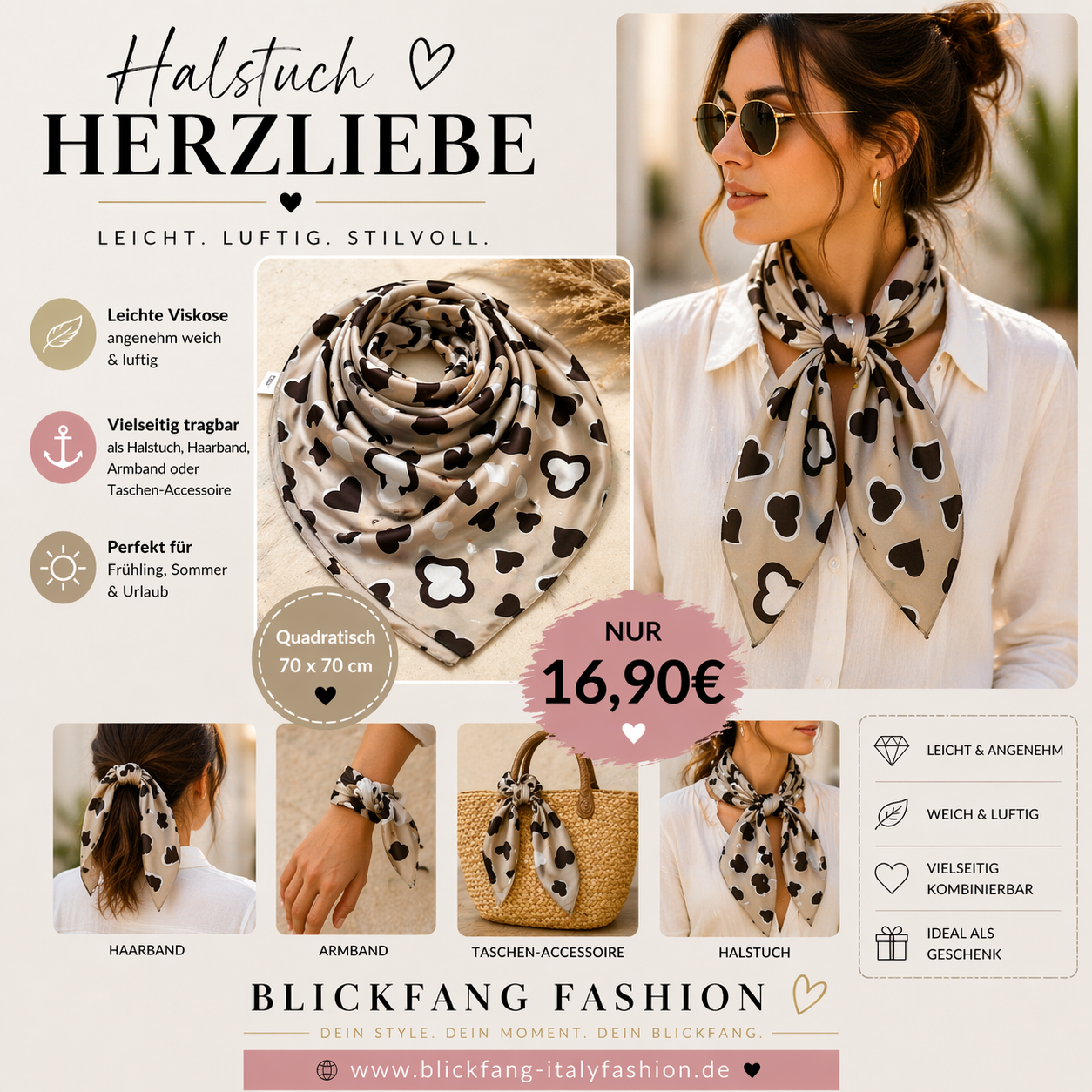 Halstuch „ Herzliebe „ in 3 Farben ❤️