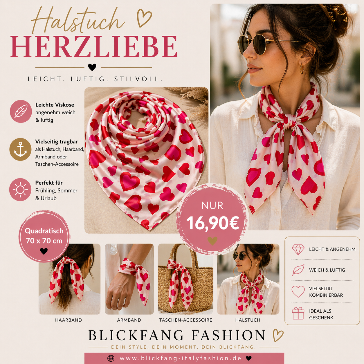 Halstuch „ Herzliebe „ in 3 Farben ❤️