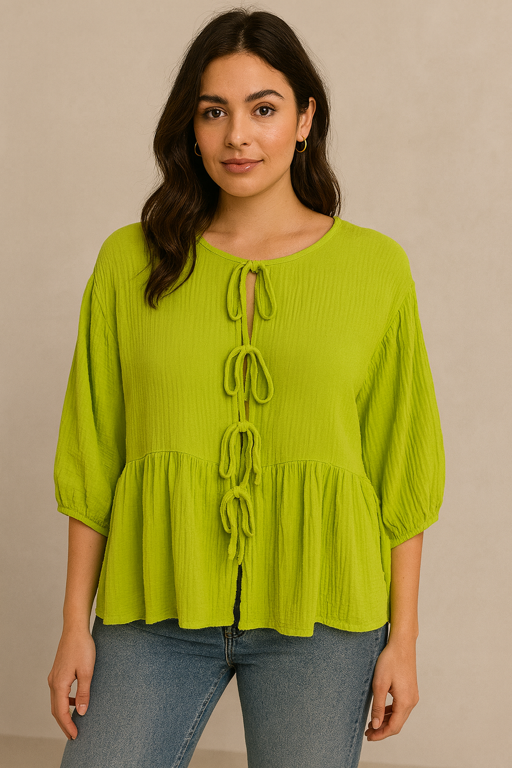 Luftige Baumwollbluse mit Schleifen – zeitloser Boho-Look ✨