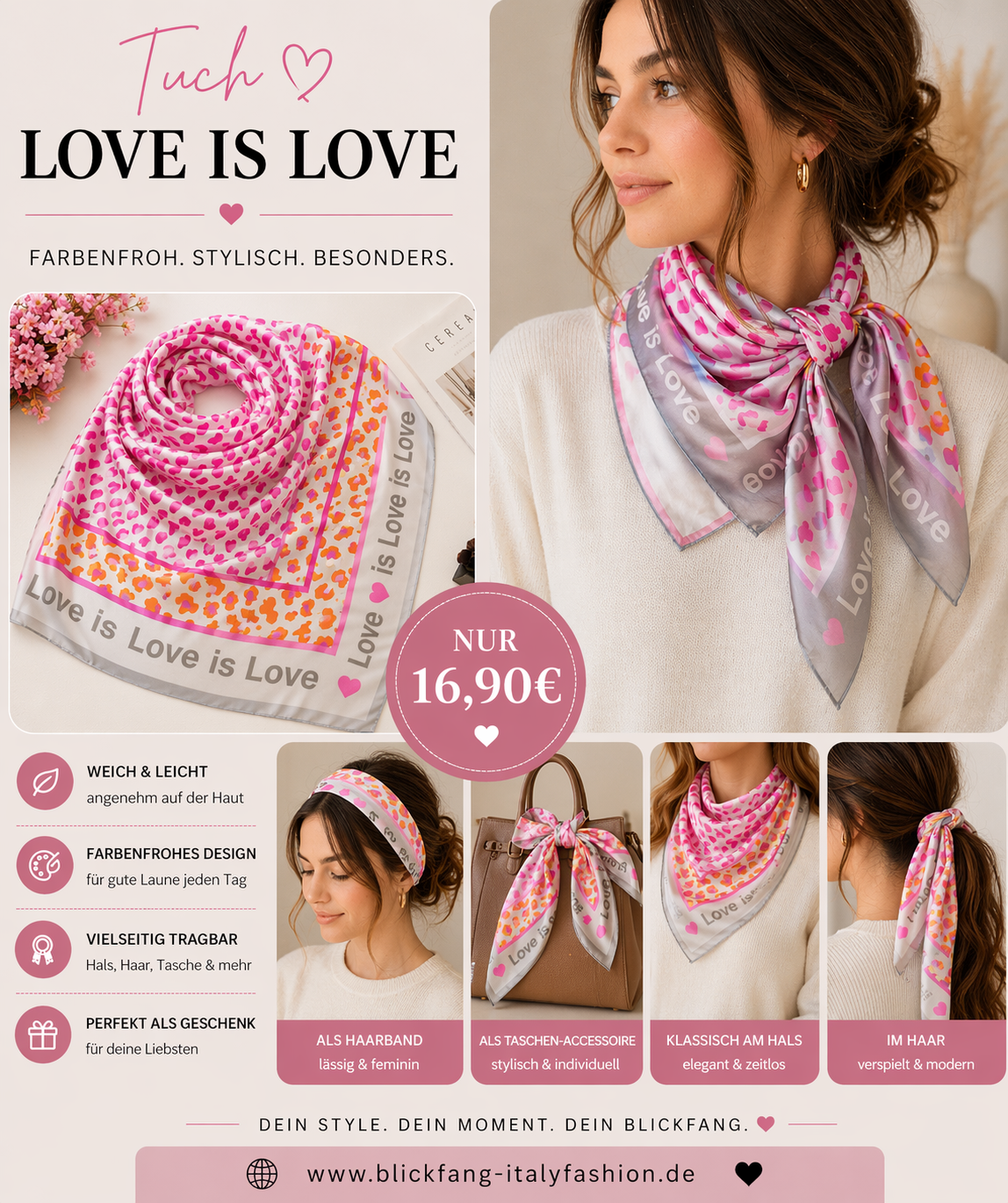 LOVE is LOVE Tuch in 3 Farben
