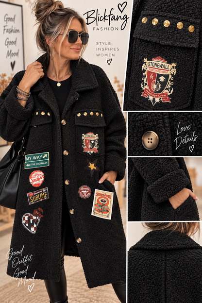 Statement Longjacke mit Patches – Teddy Look |🍂🔥😍
