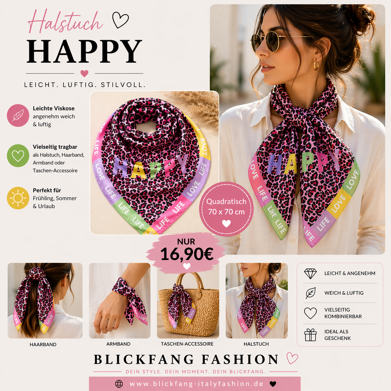 Halstuch Happy in 3Farben