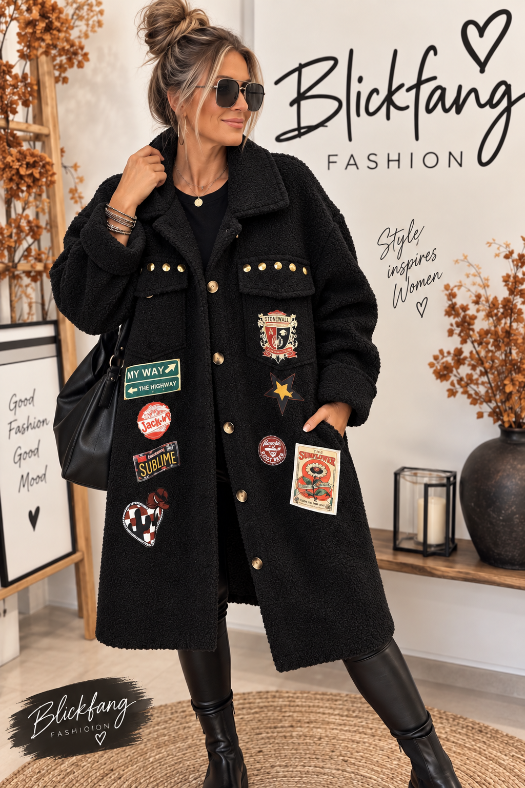 Statement Longjacke mit Patches – Teddy Look |🍂🔥😍