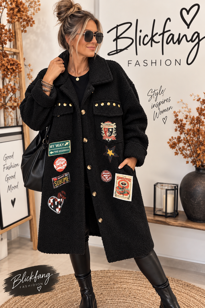 Statement Longjacke mit Patches – Teddy Look |🍂🔥😍