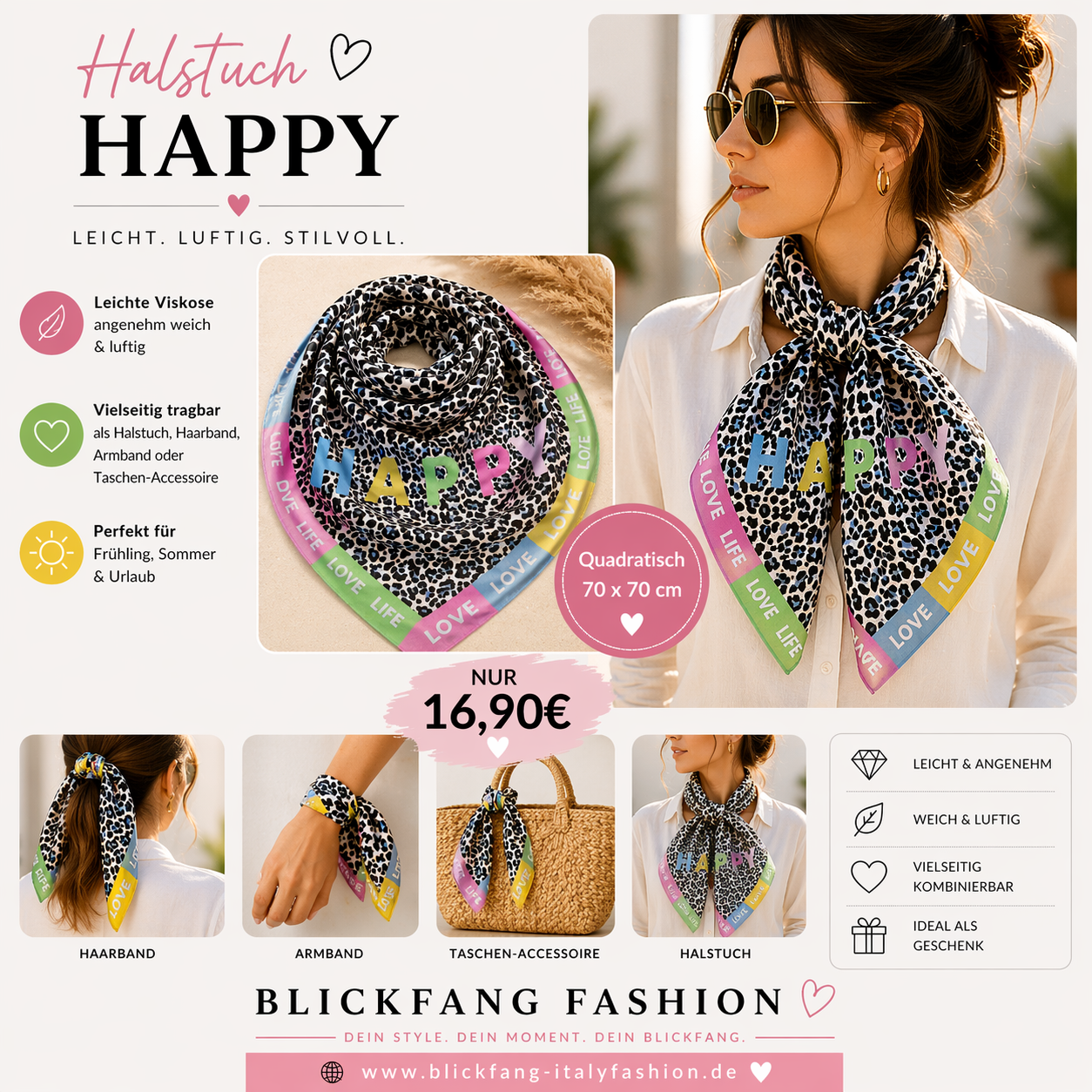Halstuch Happy in 3Farben