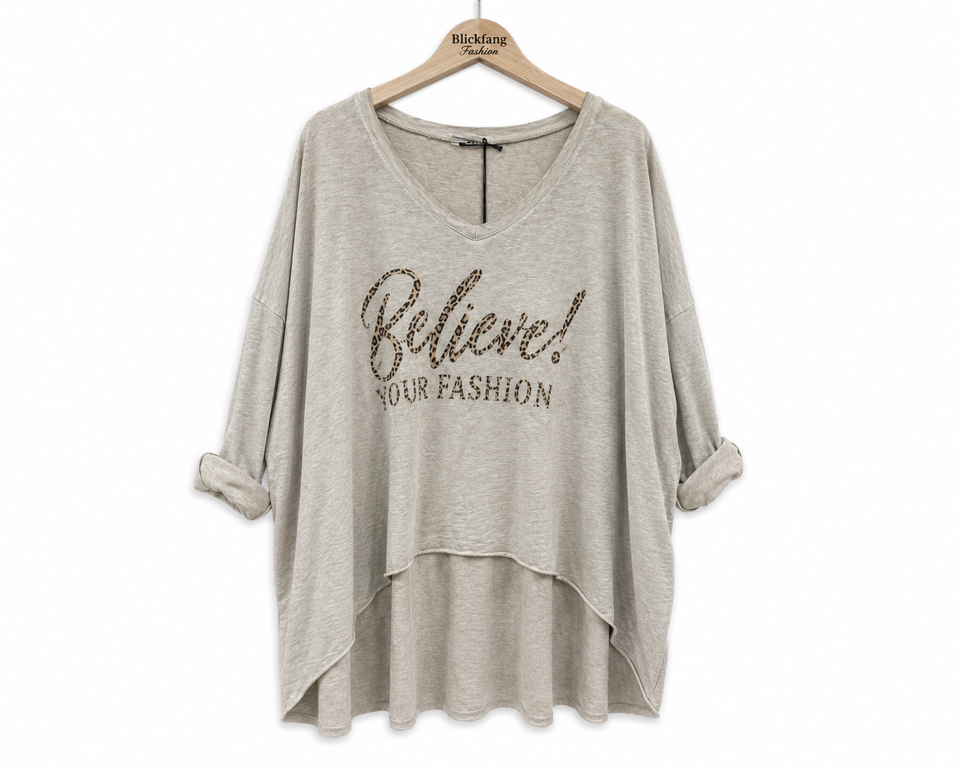 Oversize Shirt „Believe! Your Fashion“ – Stylischer Leo-Print | 4 Farben | One Size