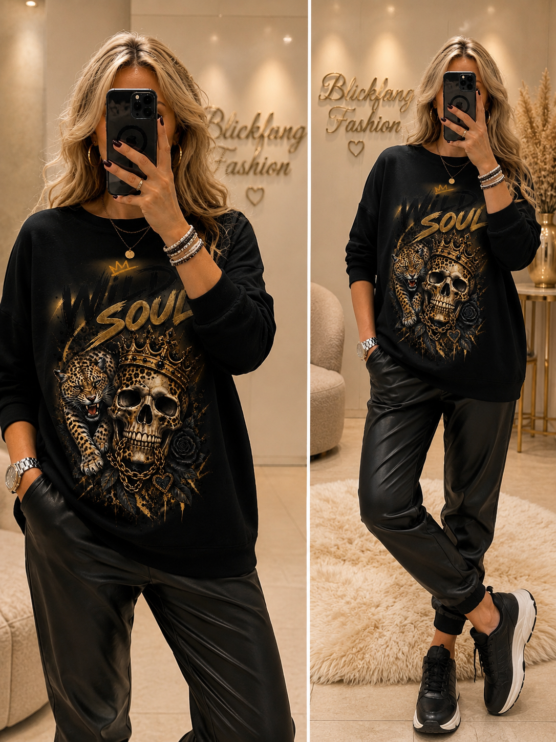 WILD SOUL – Butterweicher Oversize Sweater mit Skull & Leo 🐆💀