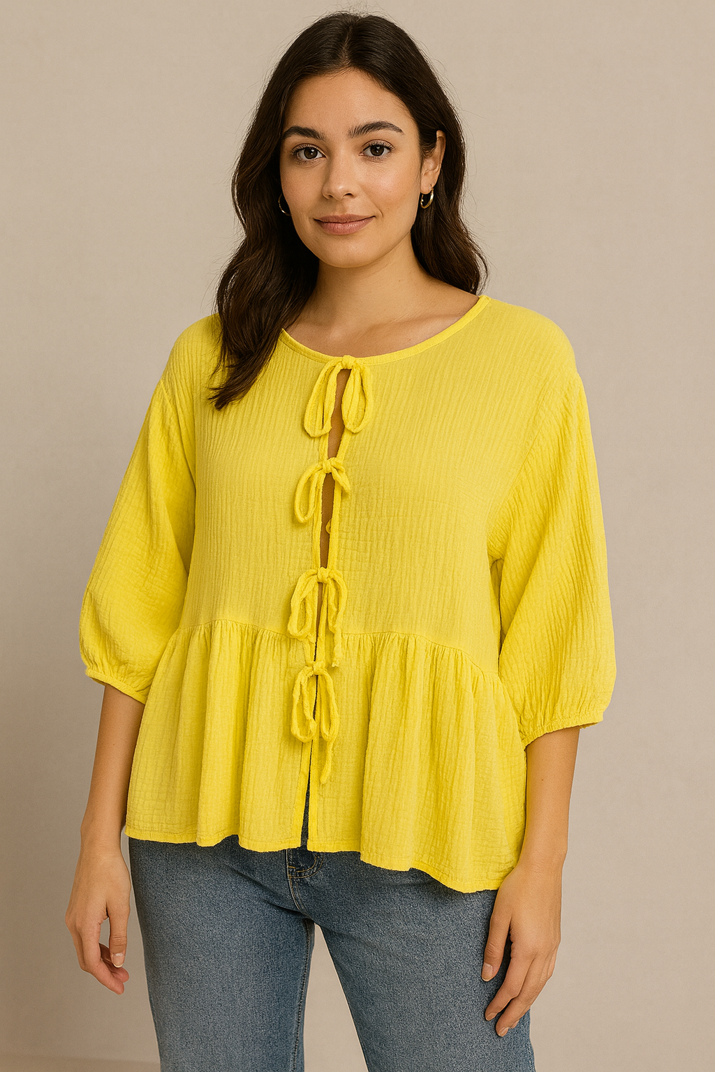 Luftige Baumwollbluse mit Schleifen – zeitloser Boho-Look ✨