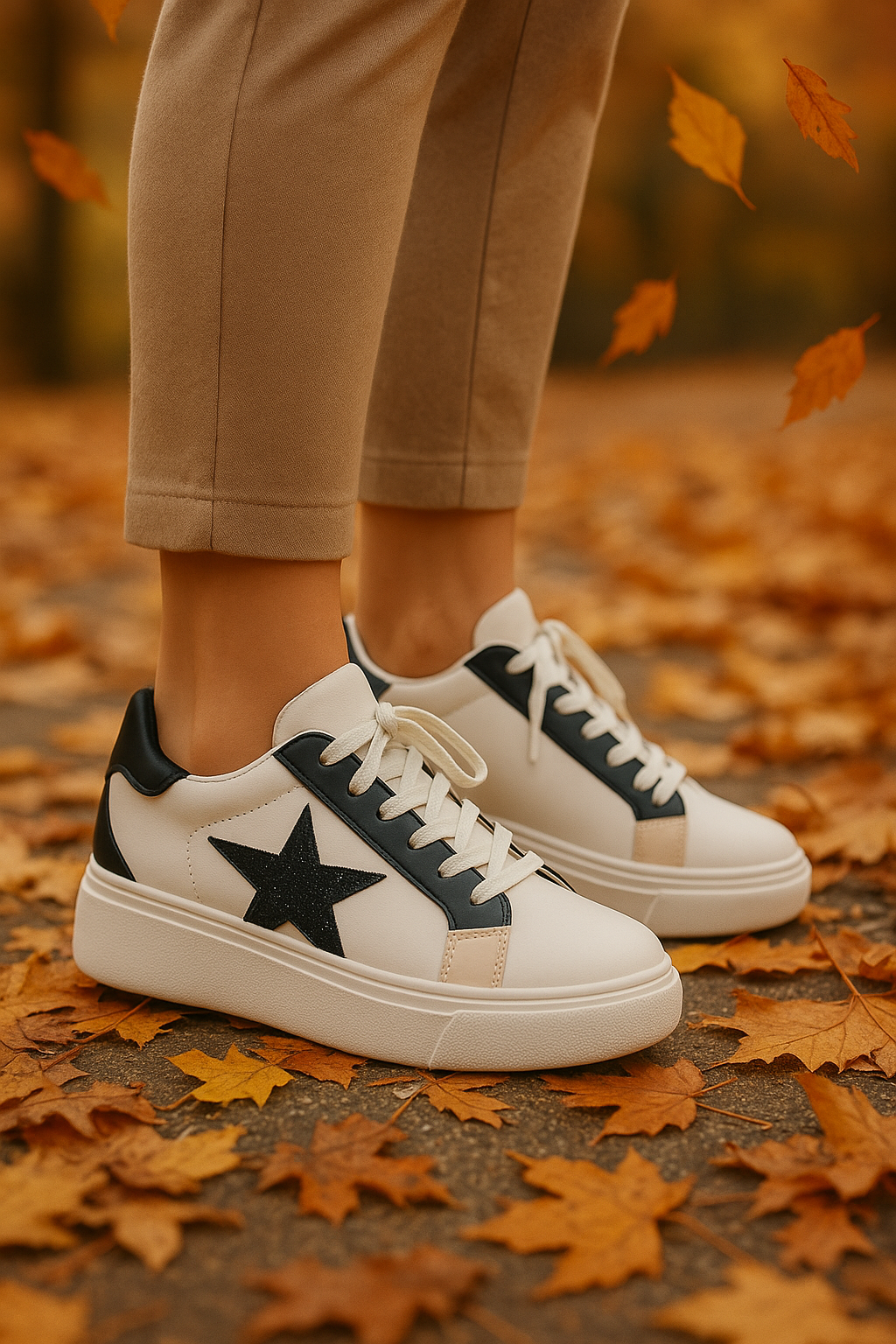 Stylisches Sneaker im Herbst Look