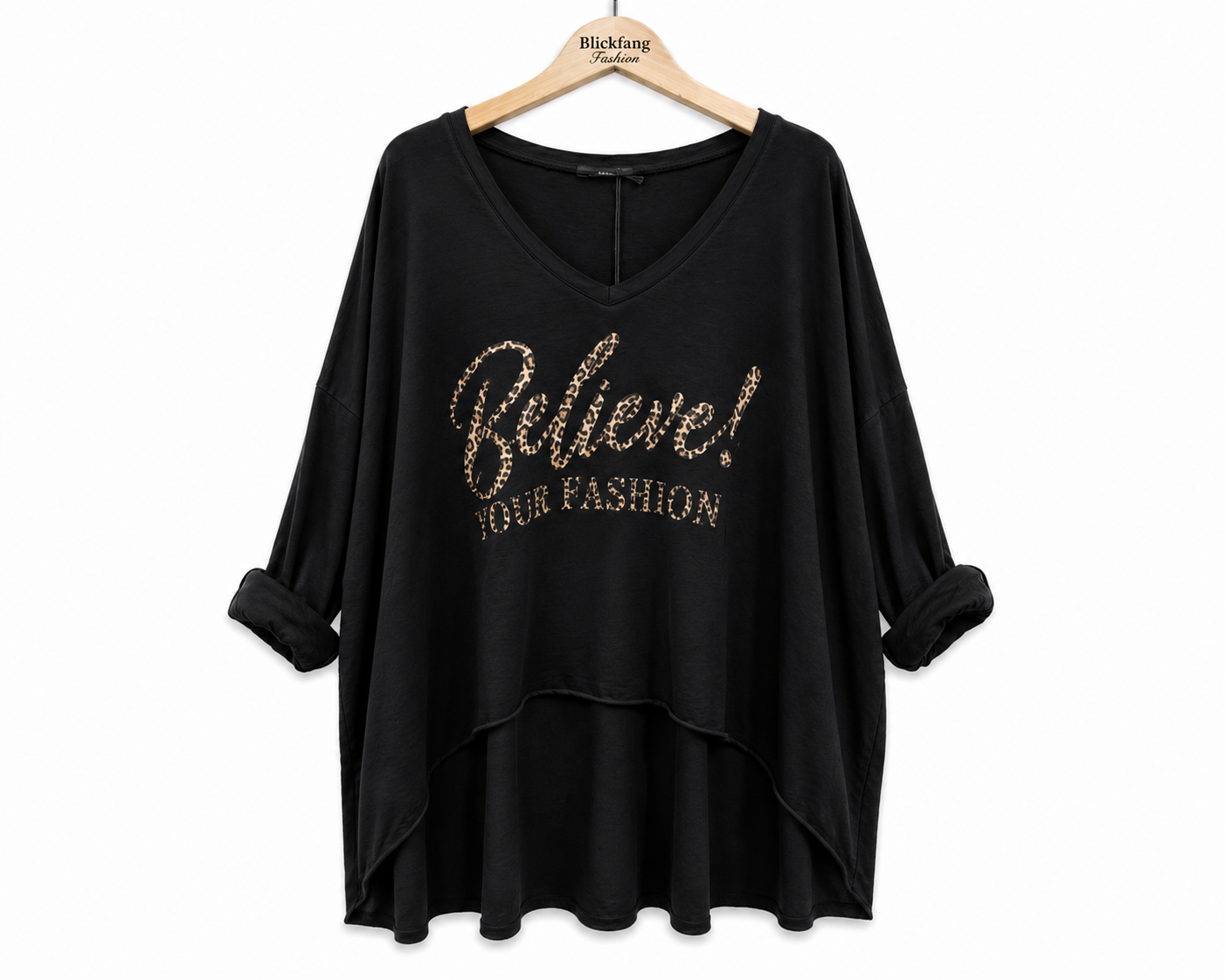 Oversize Shirt „Believe! Your Fashion“ – Stylischer Leo-Print | 4 Farben | One Size