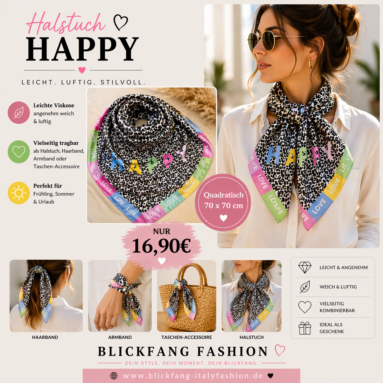 Halstuch Happy in 3Farben